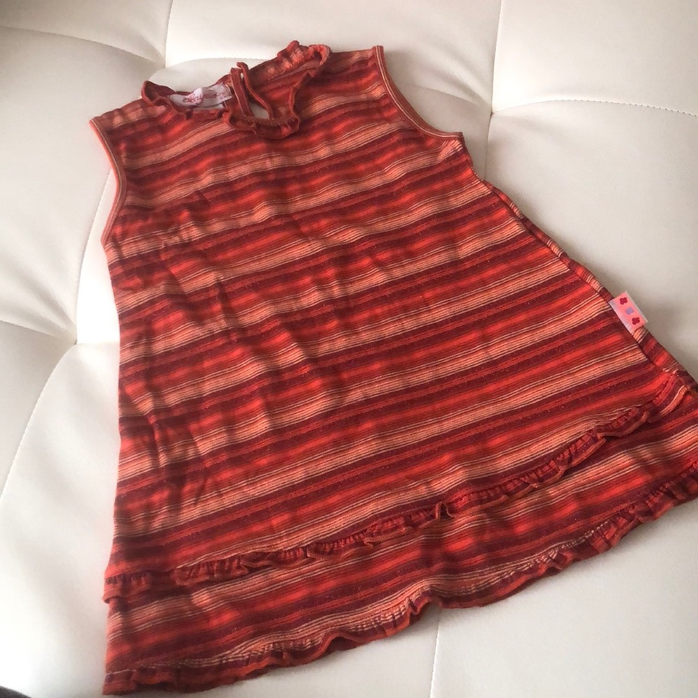 Clayeux dress orange stripe dress France 18M cute vintage Baby girl 70’s retro